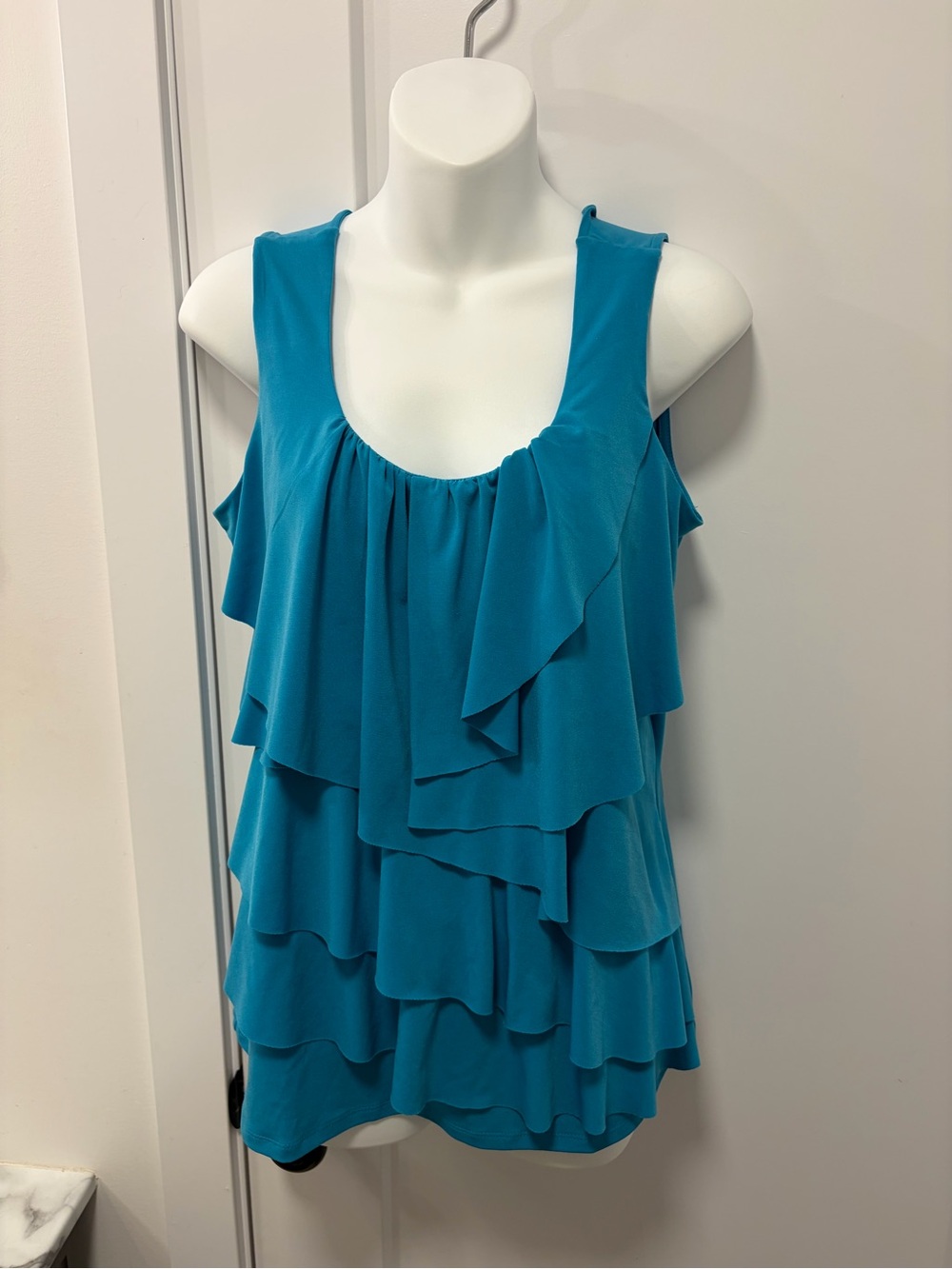 Denver Hayes Teal Tiered Ruffle Tank